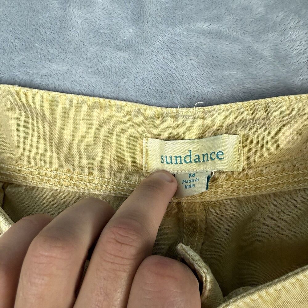 Sundance Linen Cotton Lace Detail Pants Beige Boho Cottagecore Womens Size 14 - Picture 4 of 10